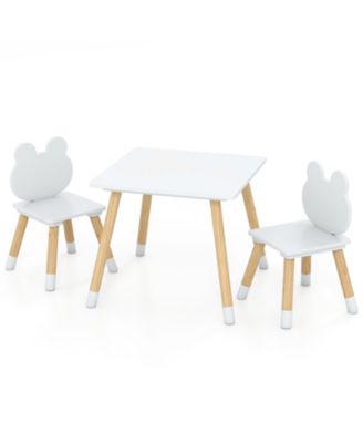 3 Piece Toddler Table and Chair Set with Frog Design Wooden