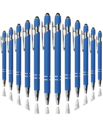 Ballpoint Pen Stylus Soft Touch Metal Click 12 Pens