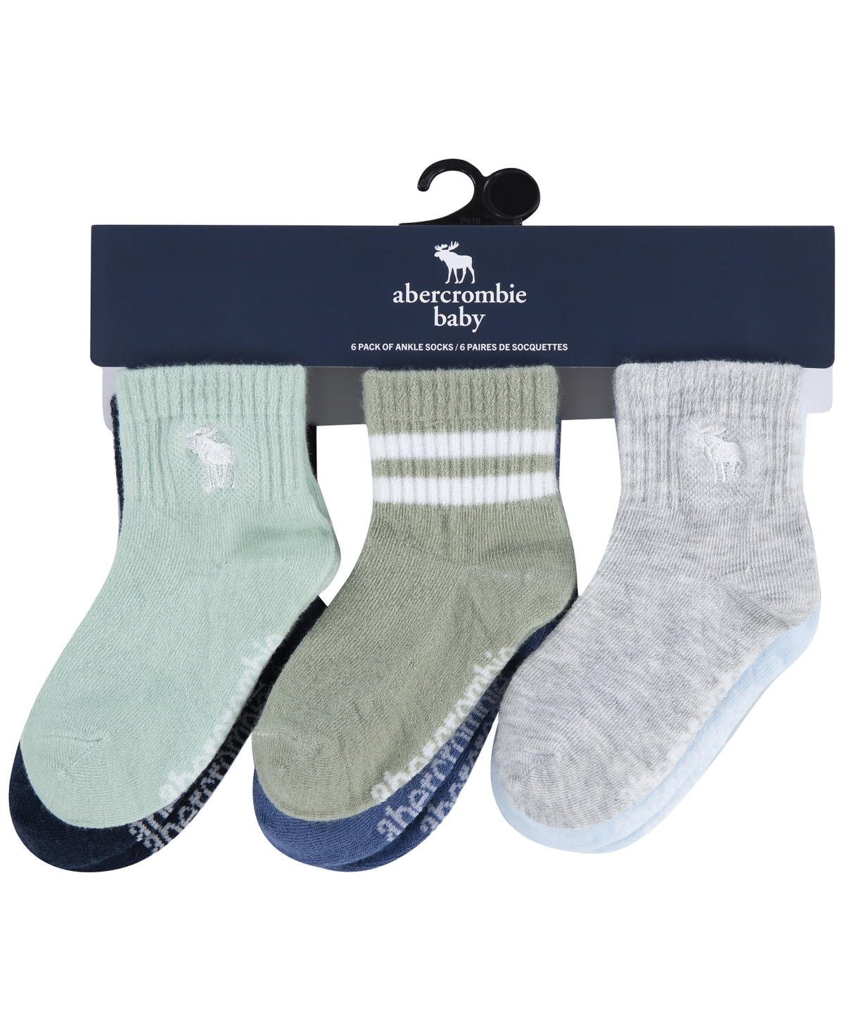 abercrombie kids Boys' and Girls' 6M-4T Crew Socks, 6-Pack
