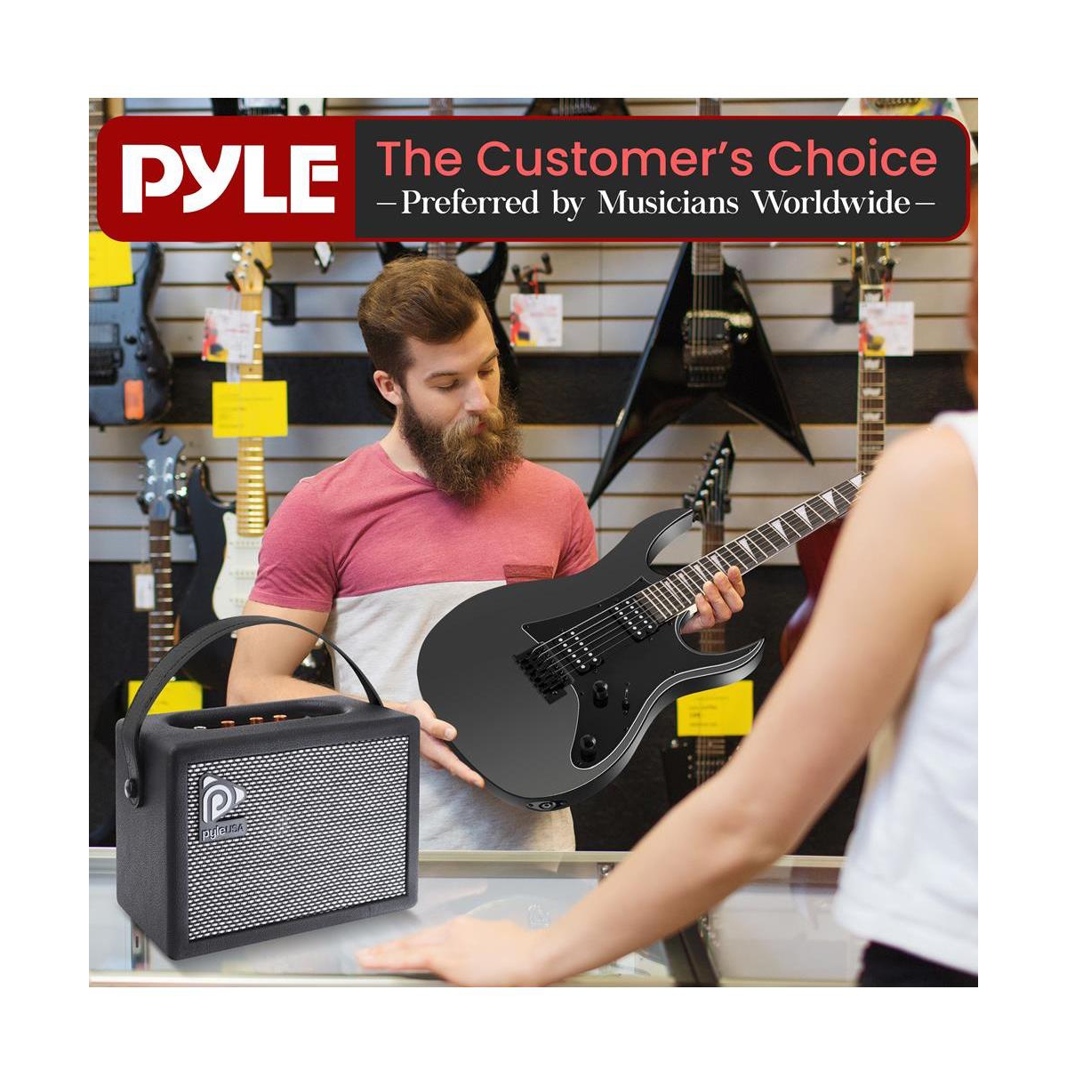 Pyle 38.7" Full Size Electric Guitar Kit - Includes Amplifier, Travel Bag, and Accessories, (PEGKT781BK)