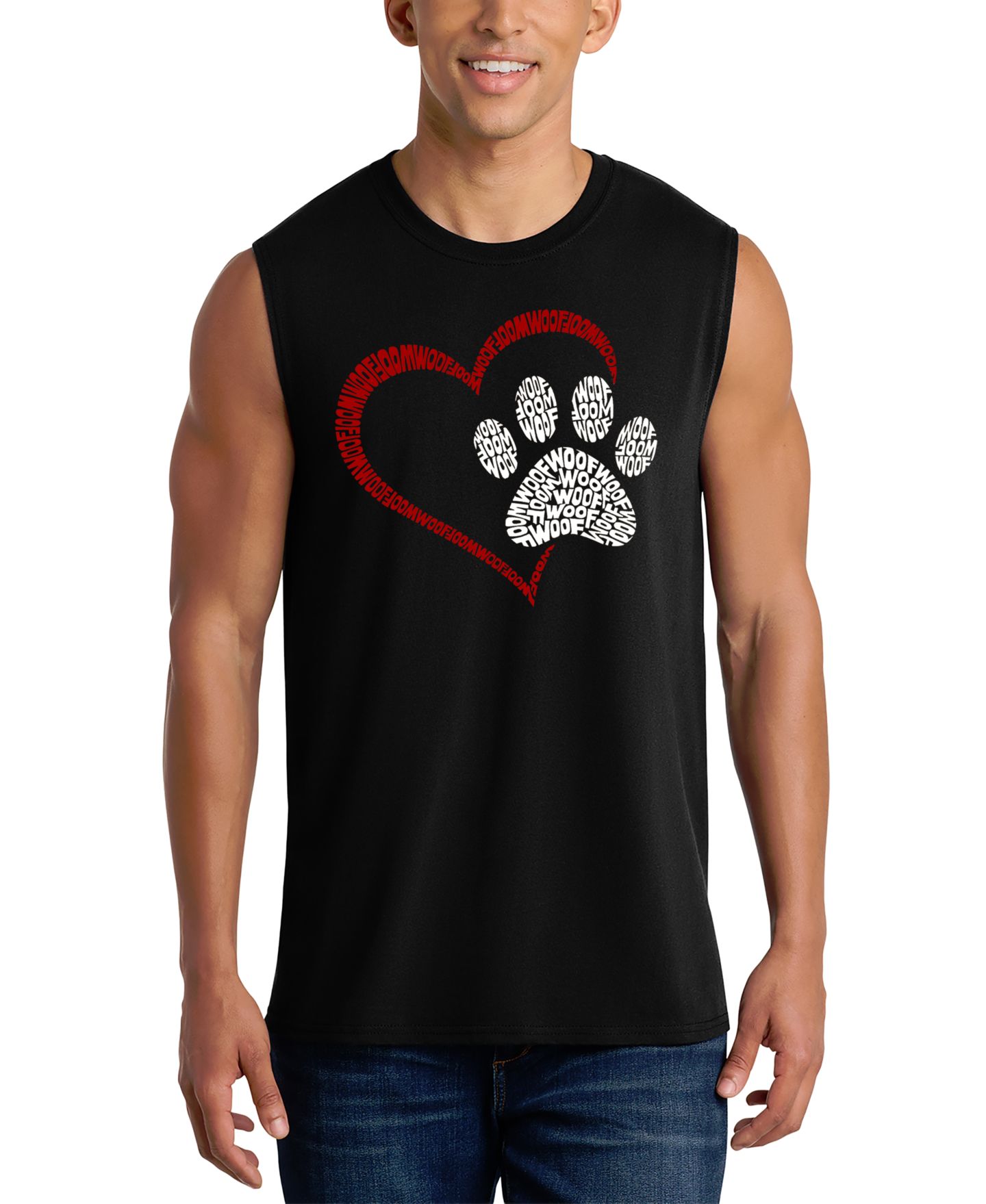 Мужской топ LA Pop Art Paw Print Heart Pet Lover Word Art Graphic, цвет: Чёрный — фото 1
