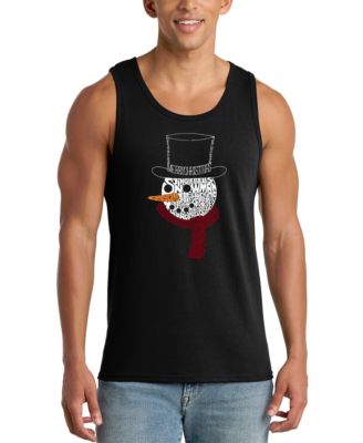 Men's Snowman Top Hat Holiday Word Art Graphic Tank Top