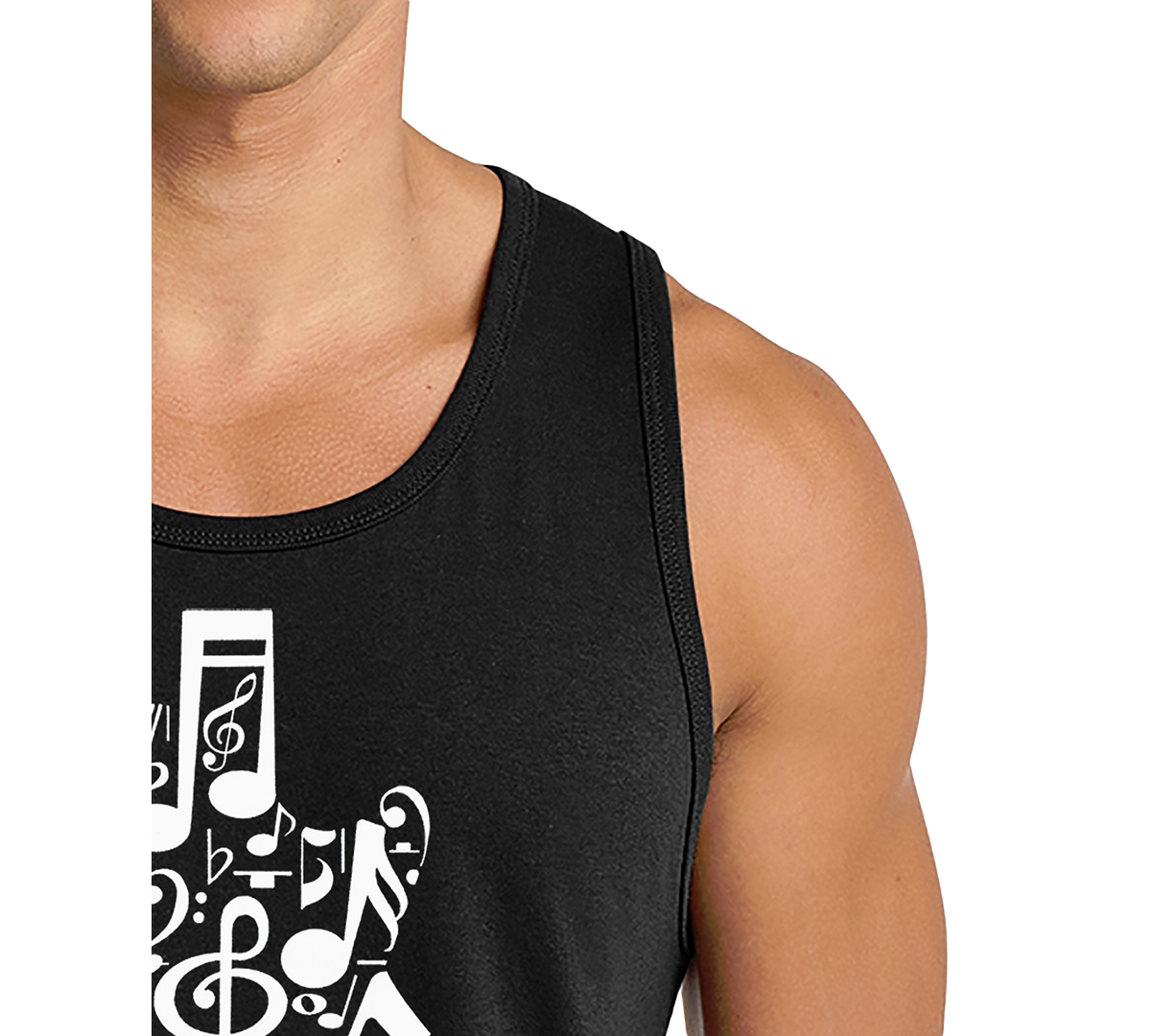 La Pop Art Men's Music Notes Acoustic Guitar Word Tank Top
