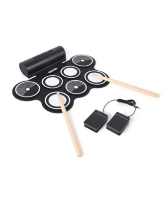 Electronic Roll Up Drum Mat - 9 Pads Portable App Control Bluetooth MIDI Beginners