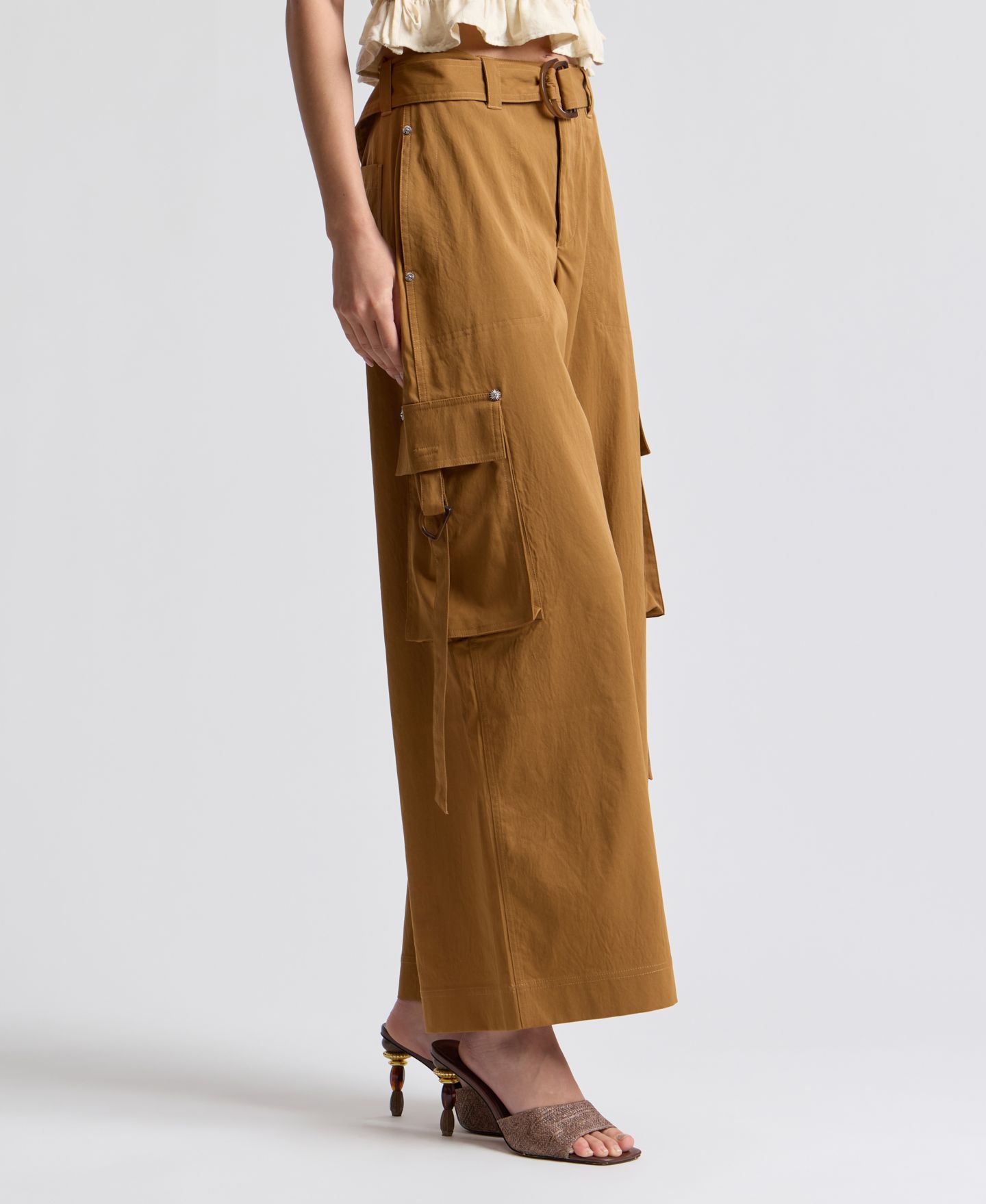 Женские брюки Avec Les Filles Mid-Rise Wide-Leg, цвет: Spice — фото 3