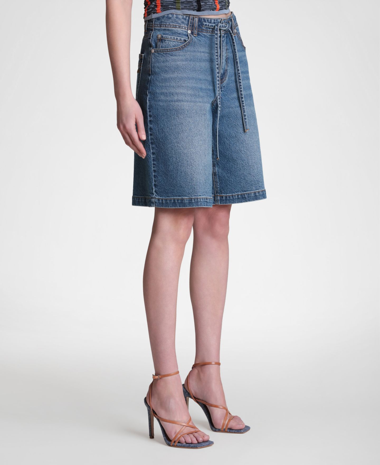 Женские шорты Avec Les Filles Drawstring Mid-Rise, цвет: Синий — фото 3