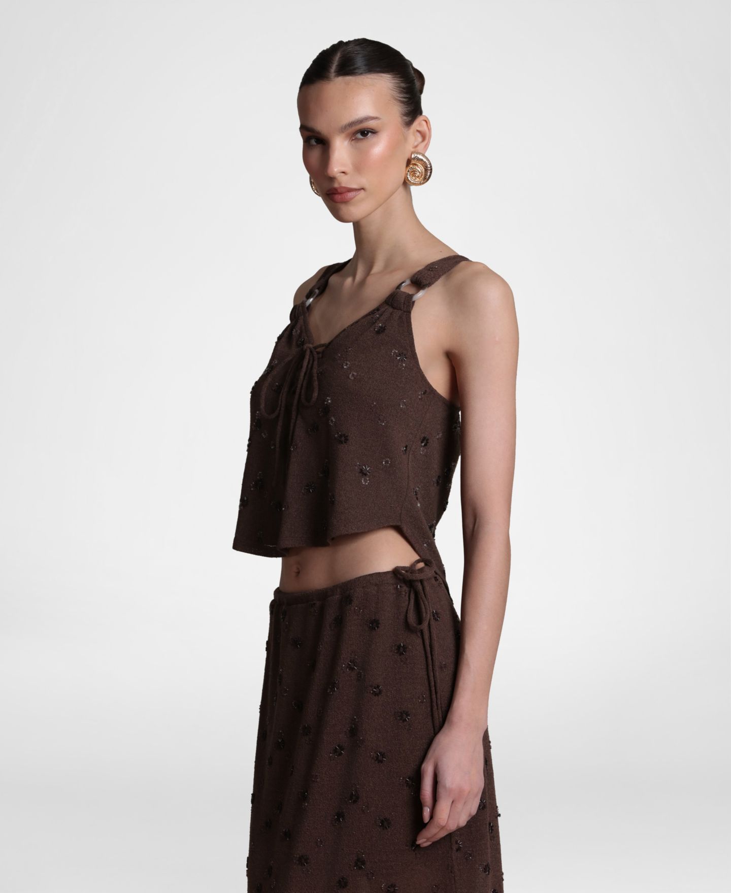 Женский свитер Avec Les Filles Sweater Embellished Tank Top, цвет: Коричневый — фото 5