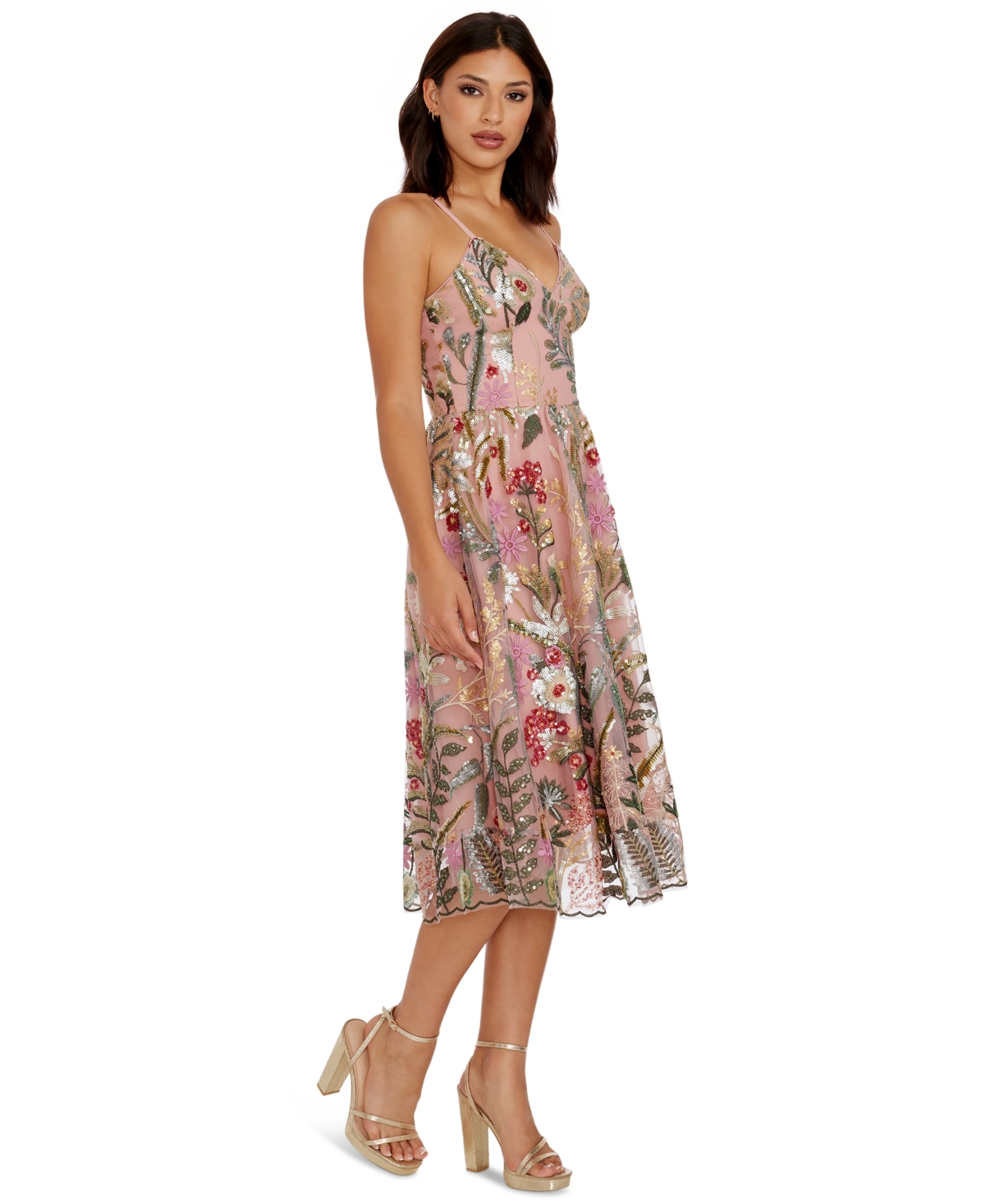 Dress the Population Women's Maren Sleeveless V-Neck Midi