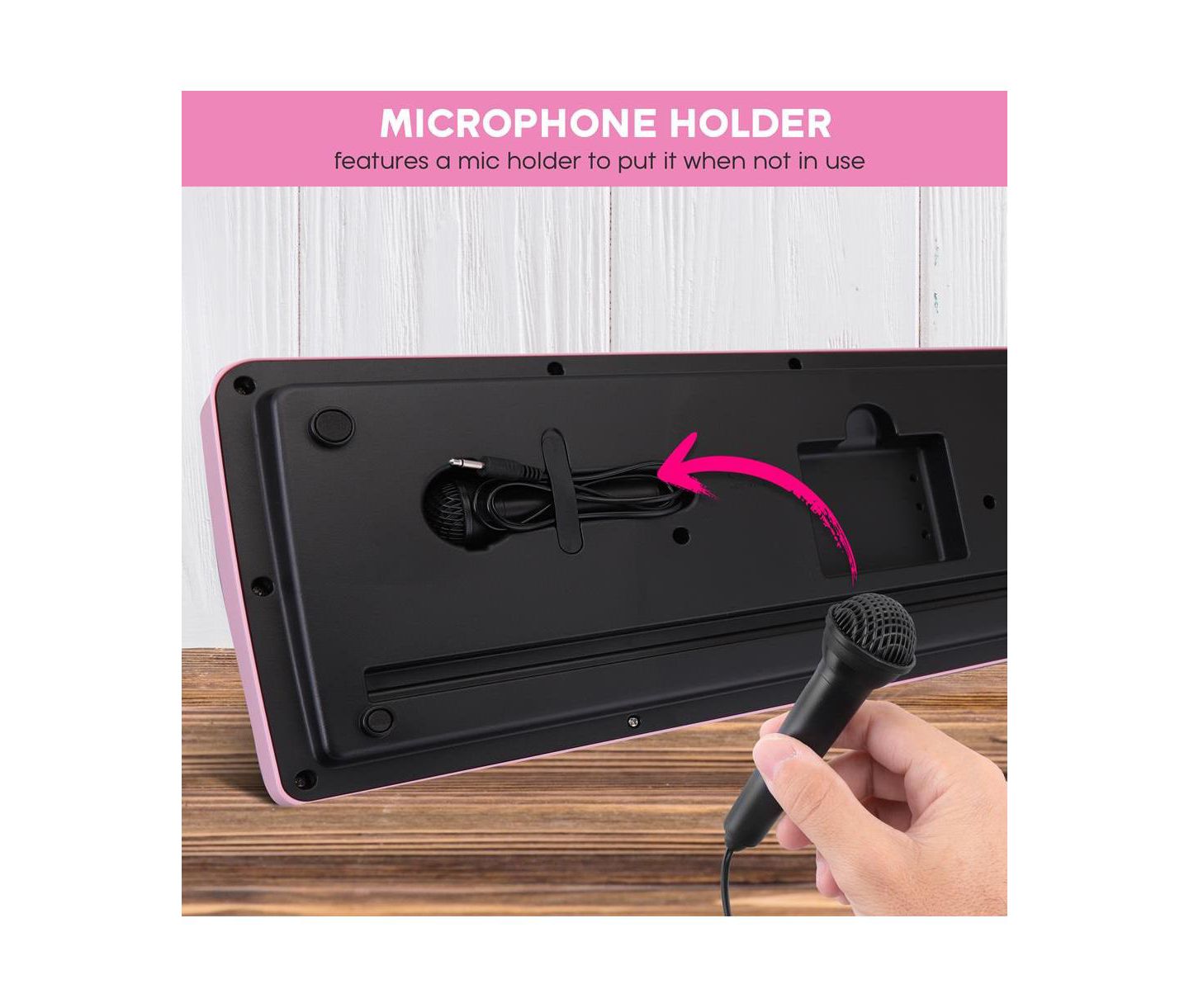 Детские игрушки Pyle Portable Kids Piano Keyboard and Mic Kit, цвет: Розовый — фото 8