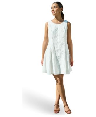 Women's Cotton Applique Flower Swing Shift Dress
