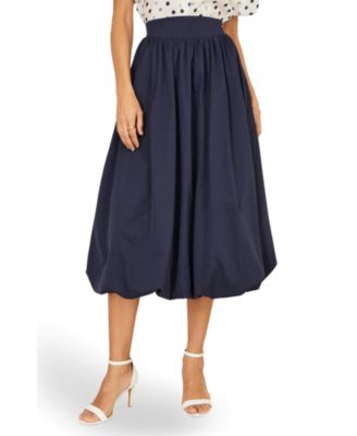 Women's Satin Bubble Hem Midi Skirt