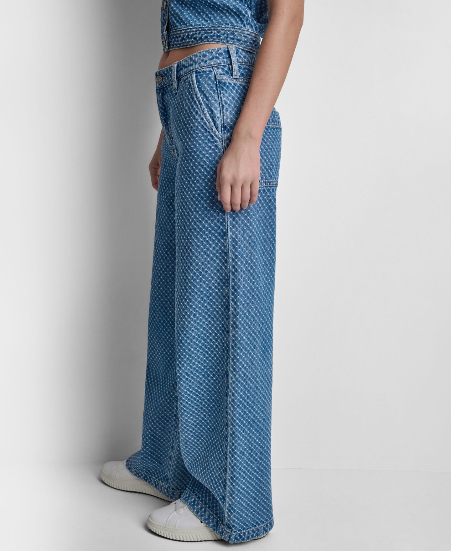 Женские джинсы DKNY Jeans Mid-Rise Wide-Leg Boucle, цвет: Midwood — фото 6