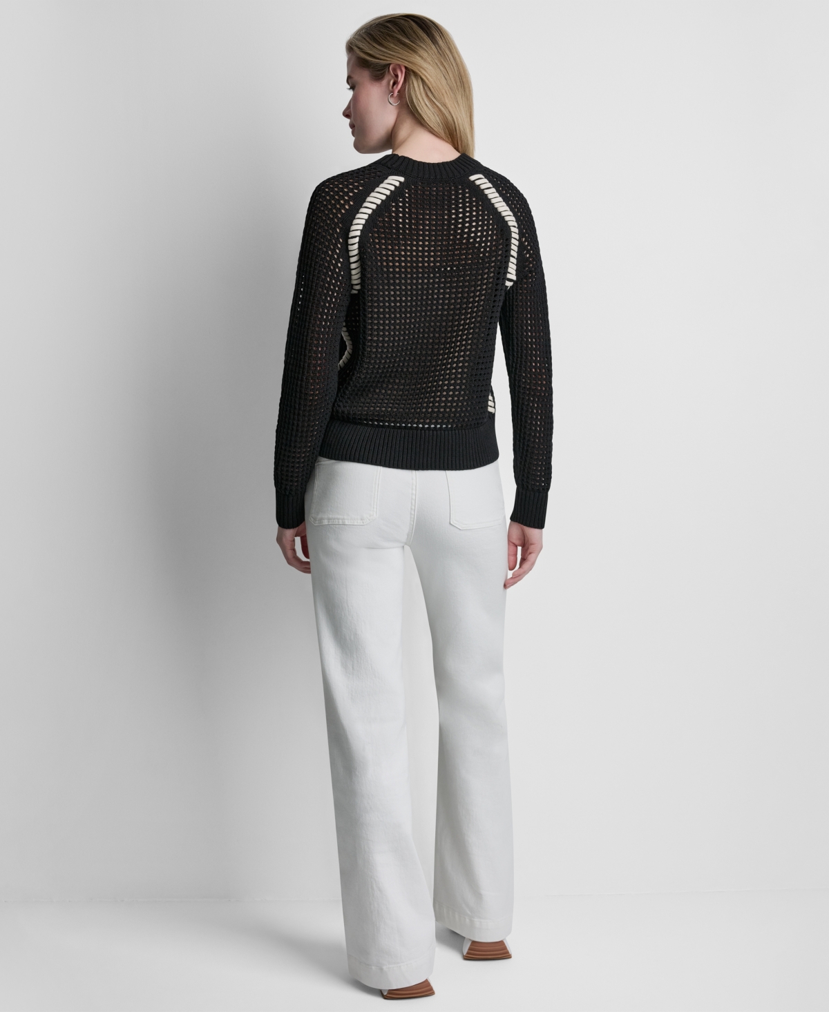 Dkny Jeans Women's Open Stitch Long Raglan-Sleeve Sweater