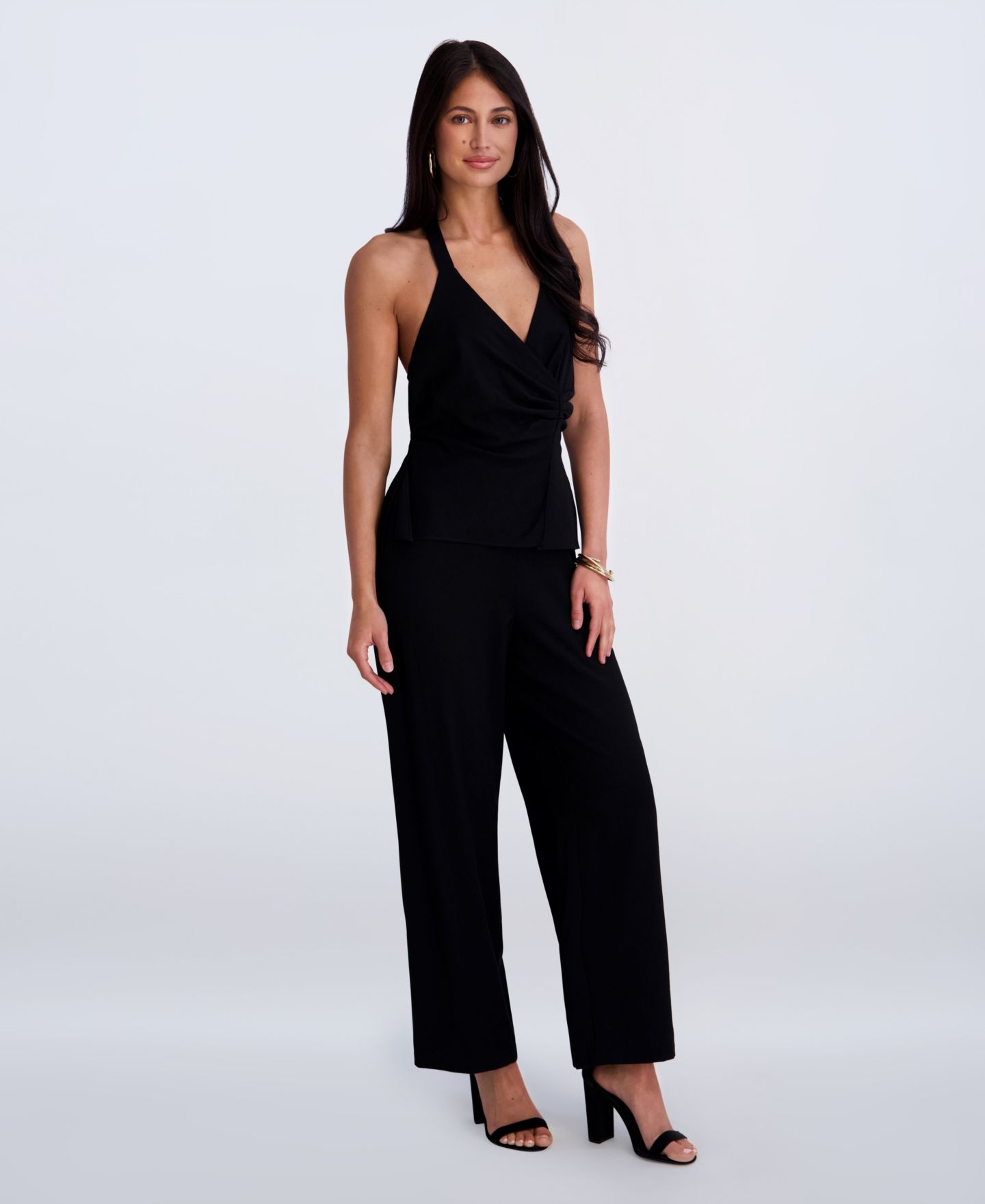 Женский комбинезон Siena Faux Linen Halter Jumpsuit, цвет: Чёрный — фото 2