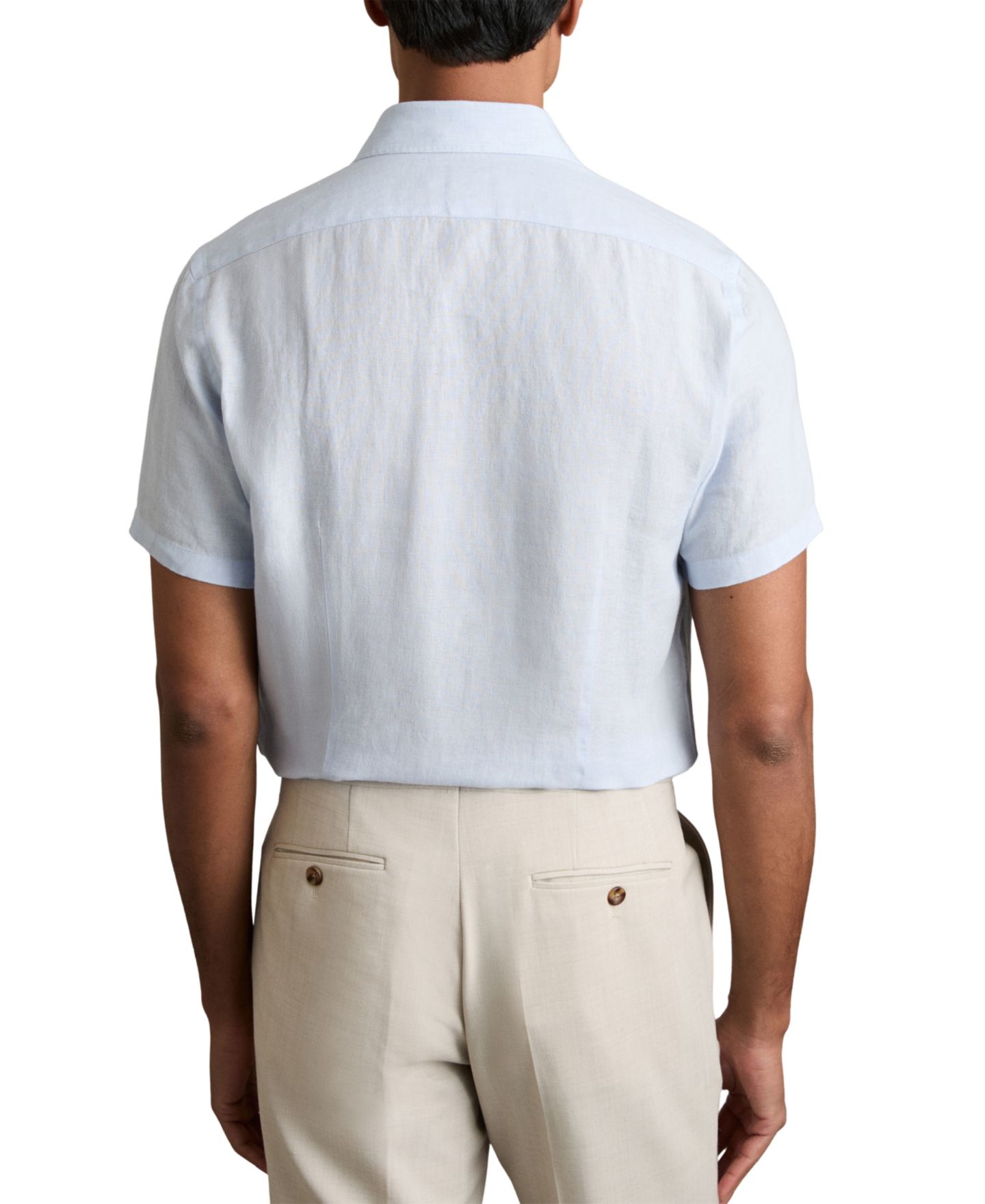 Мужская рубашка REISS Holiday Linen Short-Sleeve, цвет: Бледный синий — фото 2