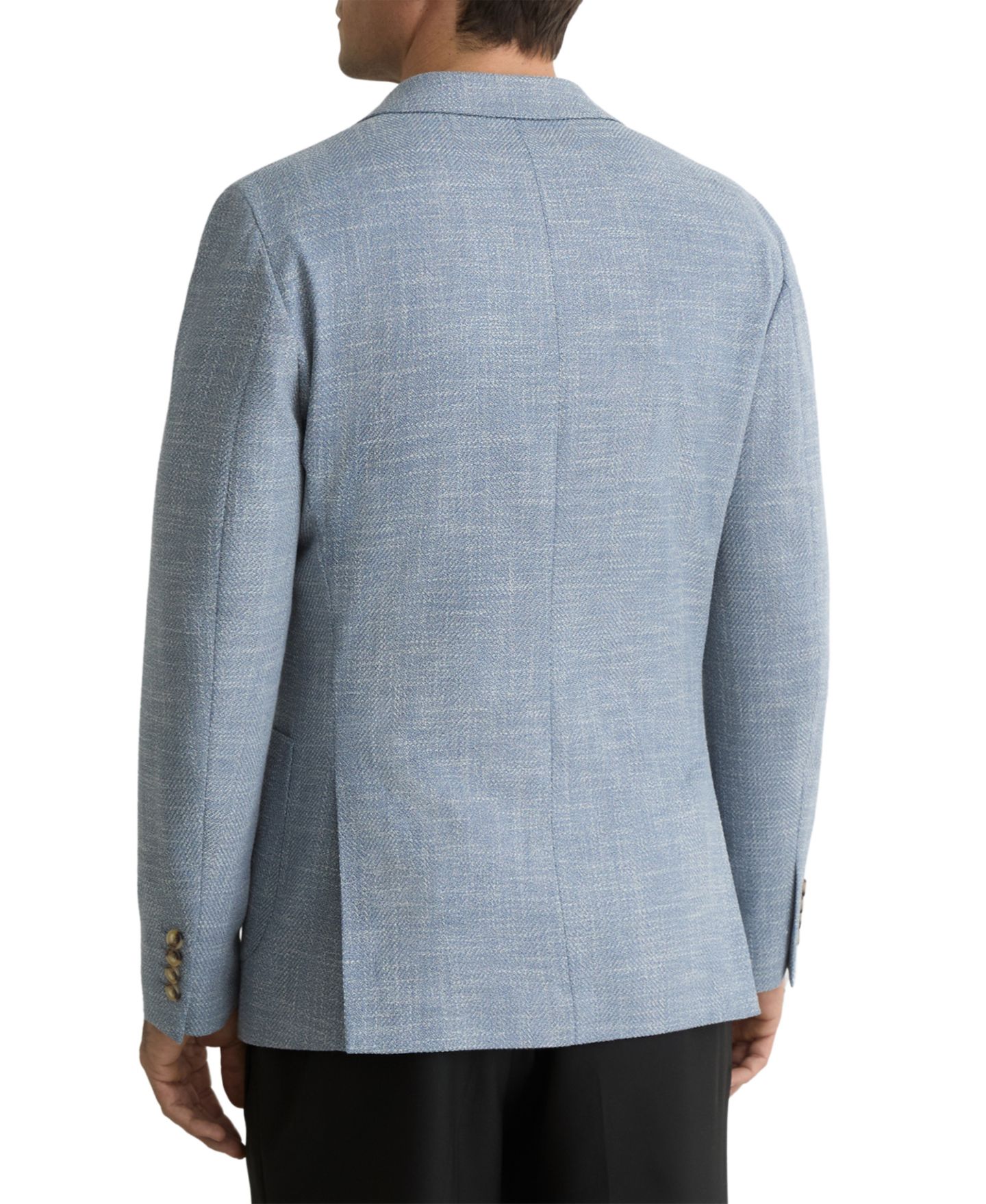 Мужской пиджак REISS Manci Tailored-Fit Single-Breasted Herringbone Blazer, цвет: Мягкий синий — фото 3