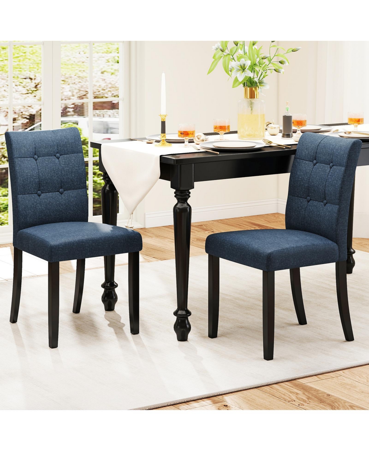 Gymax 4PCS Tufted Dining Chairs Upholstered Kitchen Armless Side Chairs w/Padded Seat