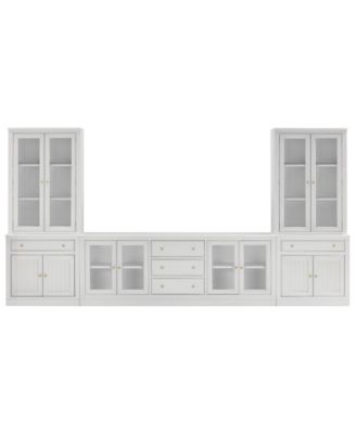 Amren 85" Wood 4-Door Media Console with 2-Door Drawer Base and 2-Door Hutch