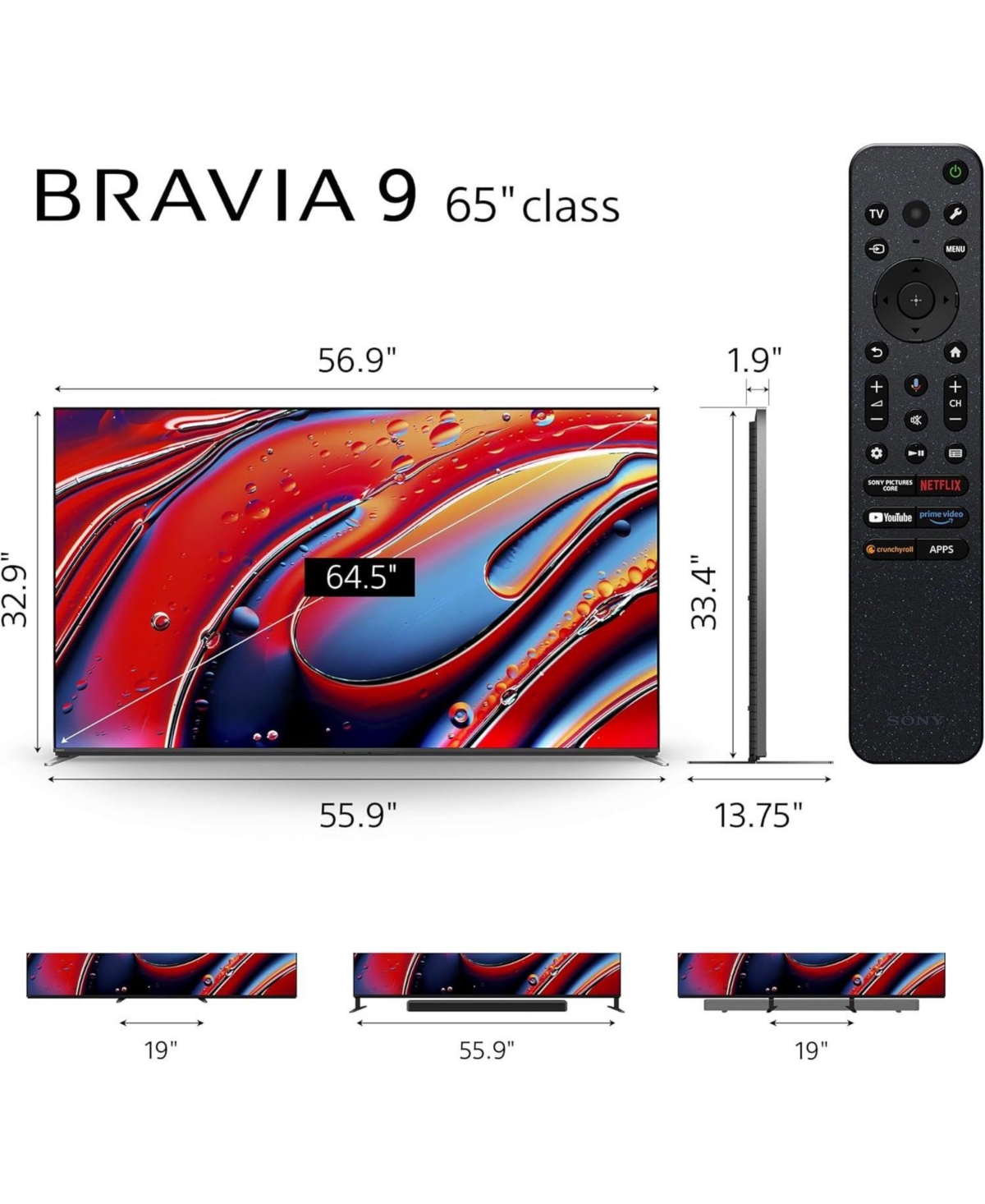 Sony K65XR90 65" XR90 Series Bravia Mini Led Hdr Qled 4K Google Tv with a Sony Ht-A9M2 4.0.4 Ch Bravia Theater Quad Soundbar with Dolby Atmos (2024)