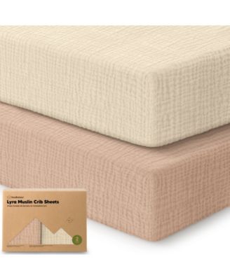 Lyra Muslin Crib Sheets for Boys, Girls, 2pk 52x28 Cotton Baby Crib Mattress Sheets Fitted, Soft, Breathable