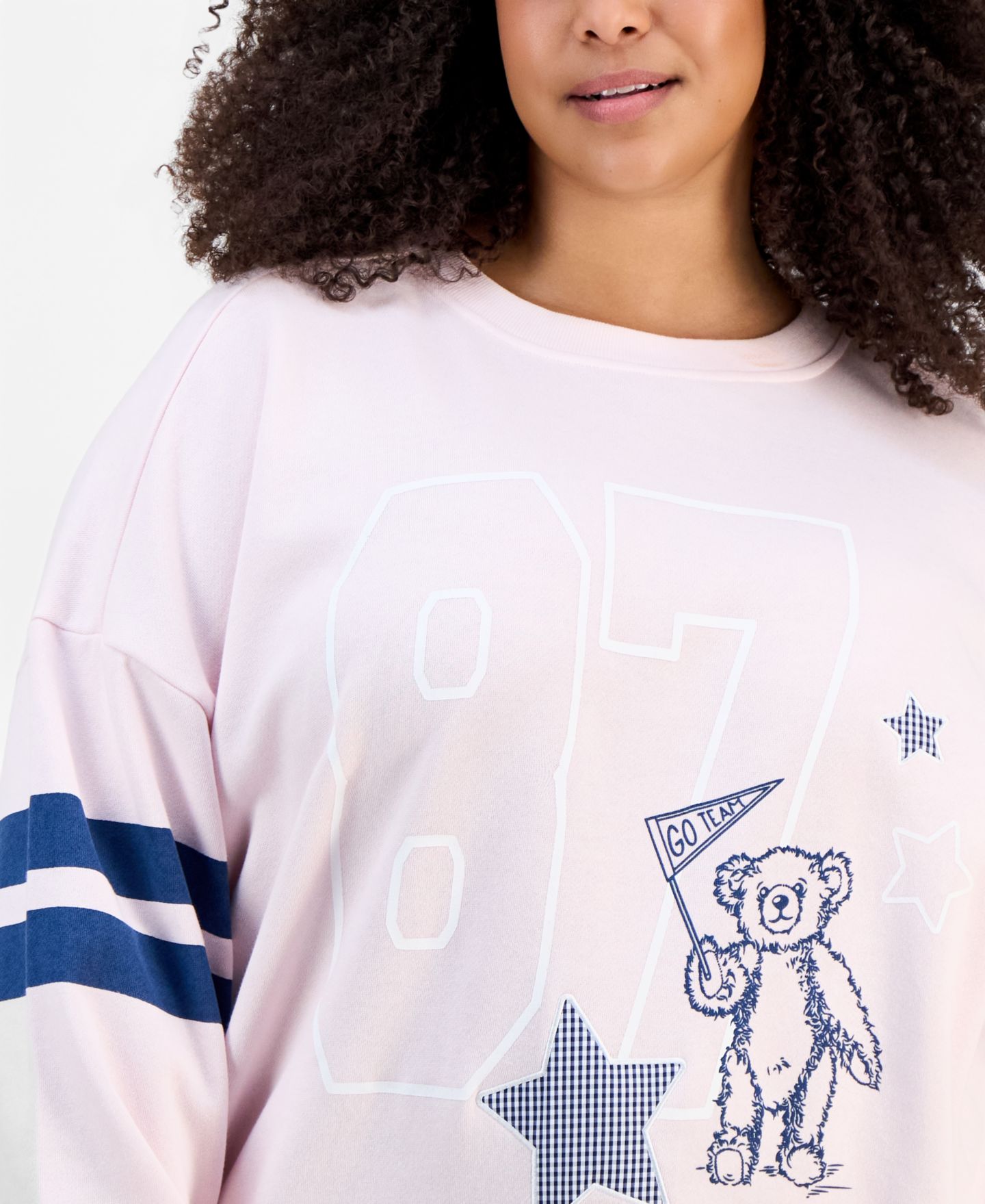 Женский свитшот Rebel Veil Trendy Plus Size Fleece Crewneck, цвет: Ballet Slipper — фото 3