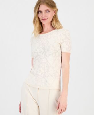Women's Burnout Floral Crewneck Top