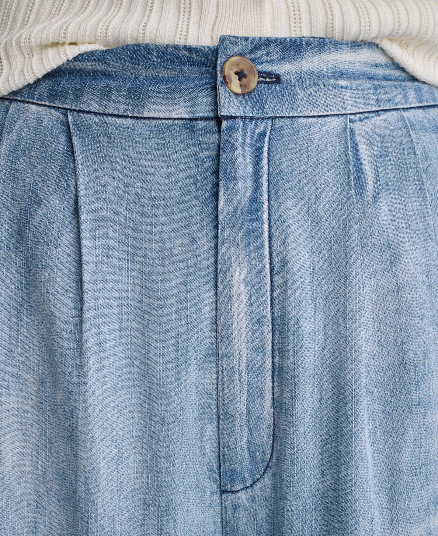 Женские брюки BCBG High-Rise Wide-Leg Denim Pants, цвет: Синий — фото 4