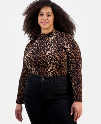 Trendy Plus Size Printed Ruched Bodysuit