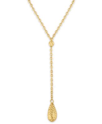 Diamond Cut Bead Lariat Pendant Necklace in 10k Yellow Gold