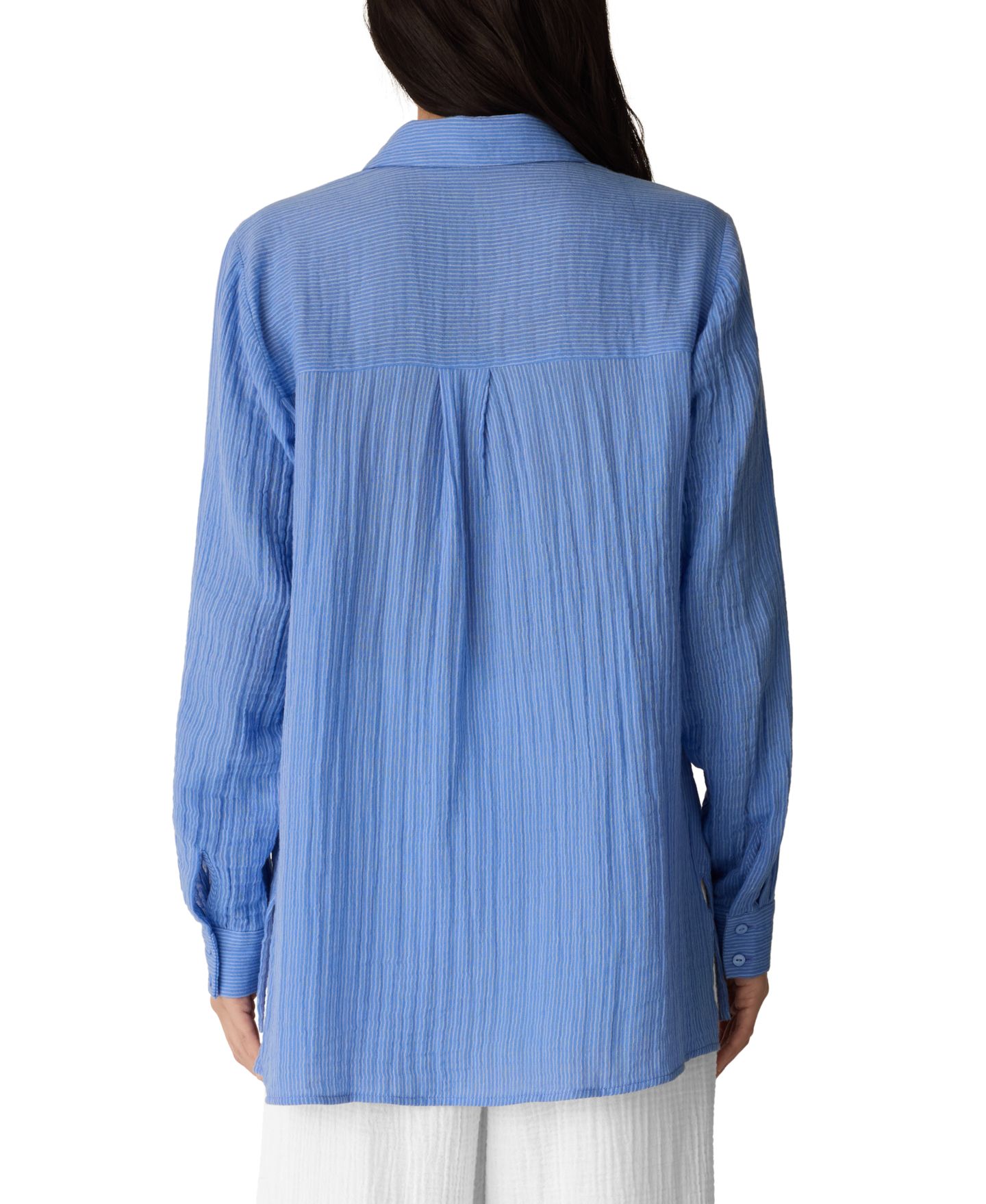 Женская рубашка Eileen Fisher Cotton Striped Long-Sleeve, цвет: Cornflower — фото 4