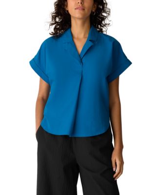 Women's Cotton Poplin Notch Collar Shirt
