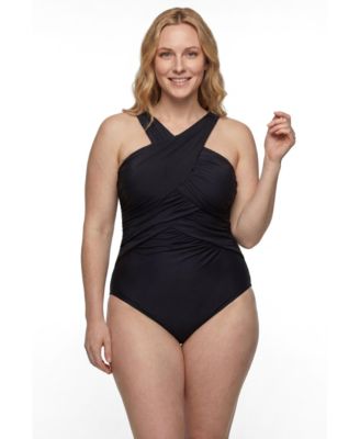 Women's High Neck Wrap One Piece Swimsuit