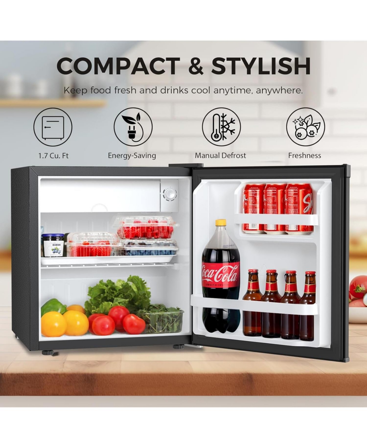 Cowsar 1.7 Cu. Ft Mini Fridge with Freezer for Dorms