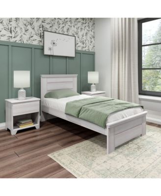 Bed Frame with Panel Headboard, Modern Farmhouse Solid Wood Platform Bed