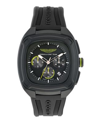 Aston Martin F1 Men's Ovr Chronograph Date Quartz Black Silicone Watch 44mm - Black