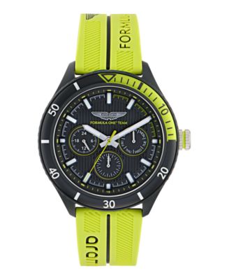 Aston Martin F1 Men's Pit Multi-Function Quartz Light Green Silicone Watch 46mm - Black
