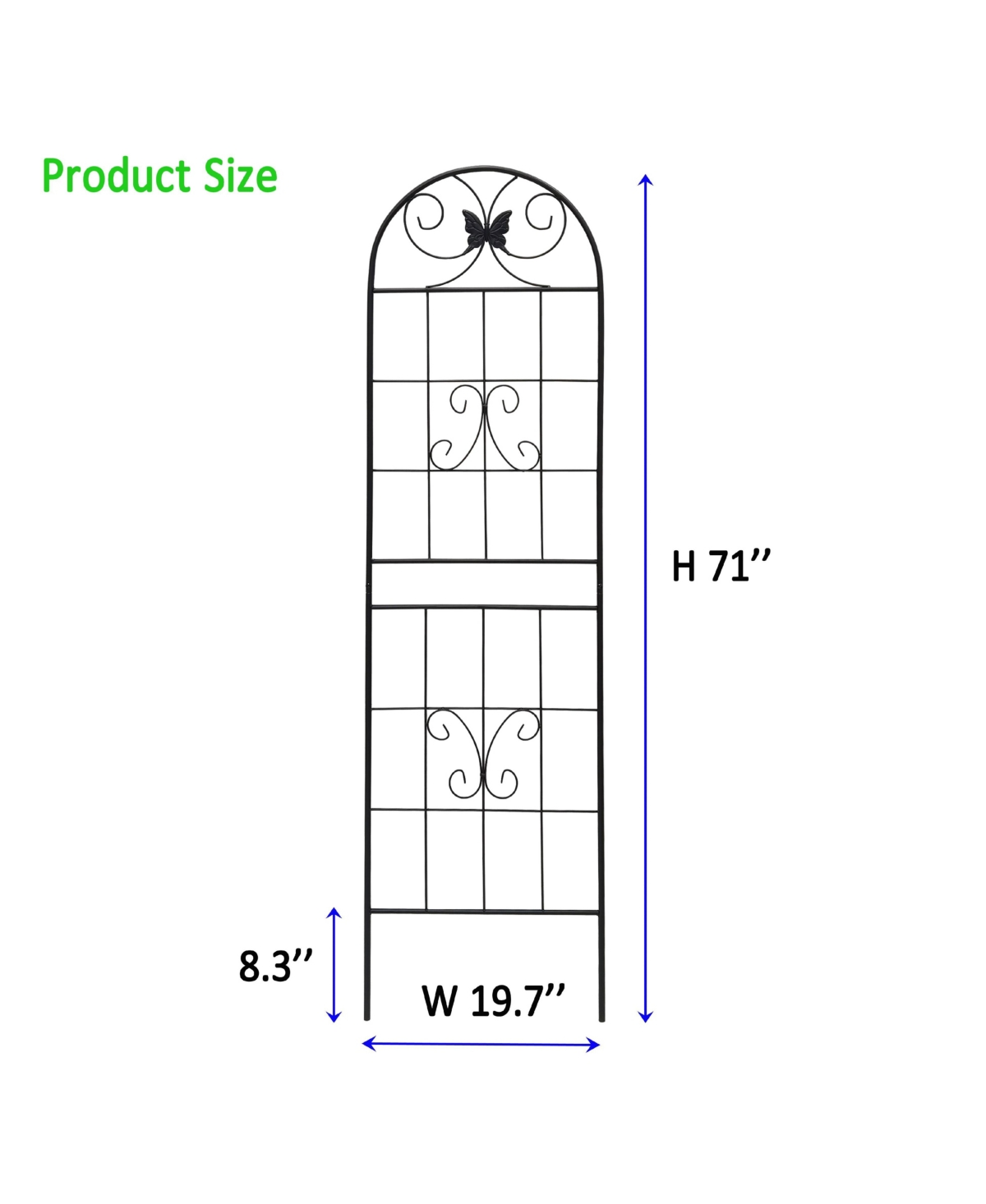 Clihome Metal Garden Trellis 71" x 19.7" Rustproof Trellis for Climbing Plants Outdoor Flower Support