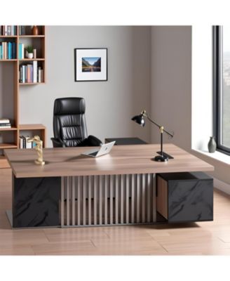Large Executive Desk with Drawers Cabinet Outlet Cable Management for Business Furniture Set Workstation