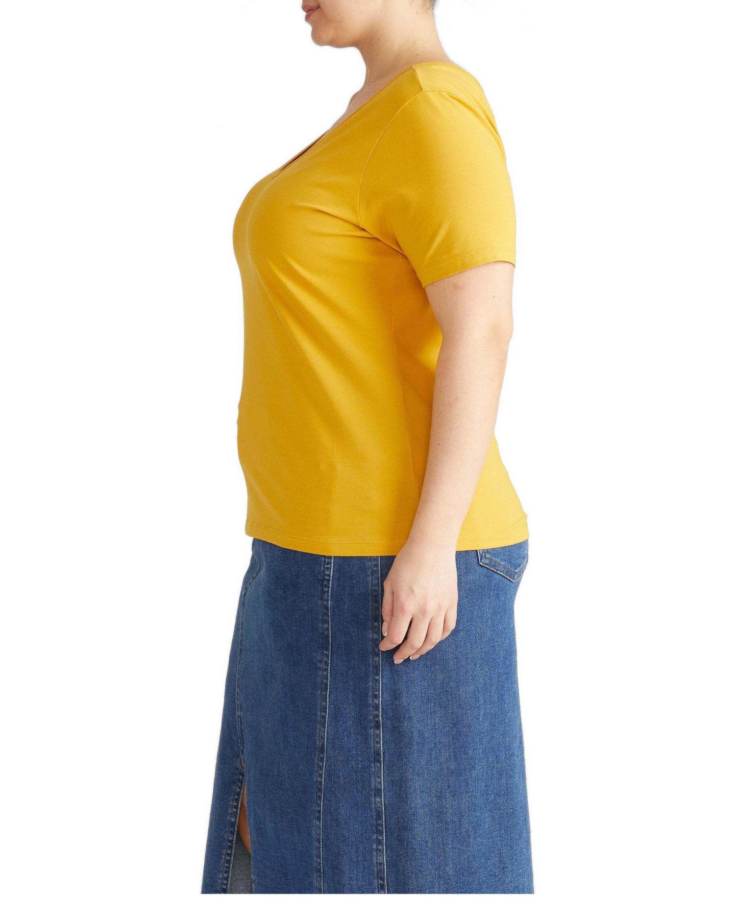 Женская футболка Universal Standard Plus Size Double V, цвет: Goldenrod — фото 3