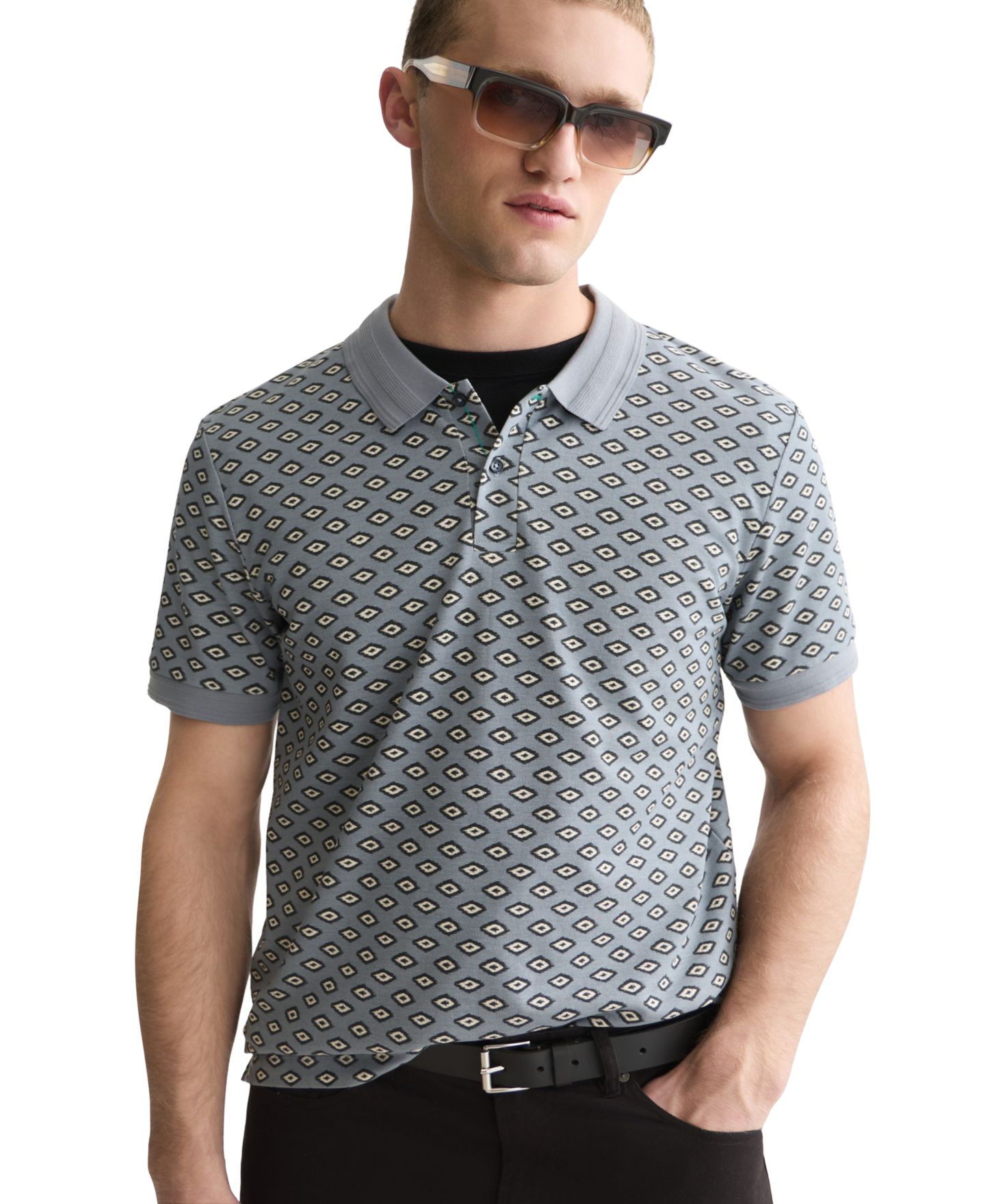 Мужское поло SCOTCH & SODA Geo Print Short-Sleeve Polo Shirt, цвет: Glitch Geo Tradewinds — фото 3