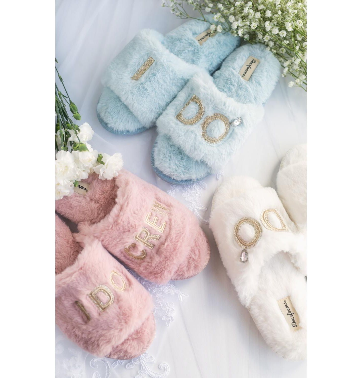 Женские тапочки Dearfoams Lane Bridal I Do Fuzzy Slide, цвет: Алебастровый — фото 8