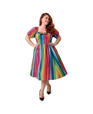 Plus Size Sweetheart Button Front Swing Dress