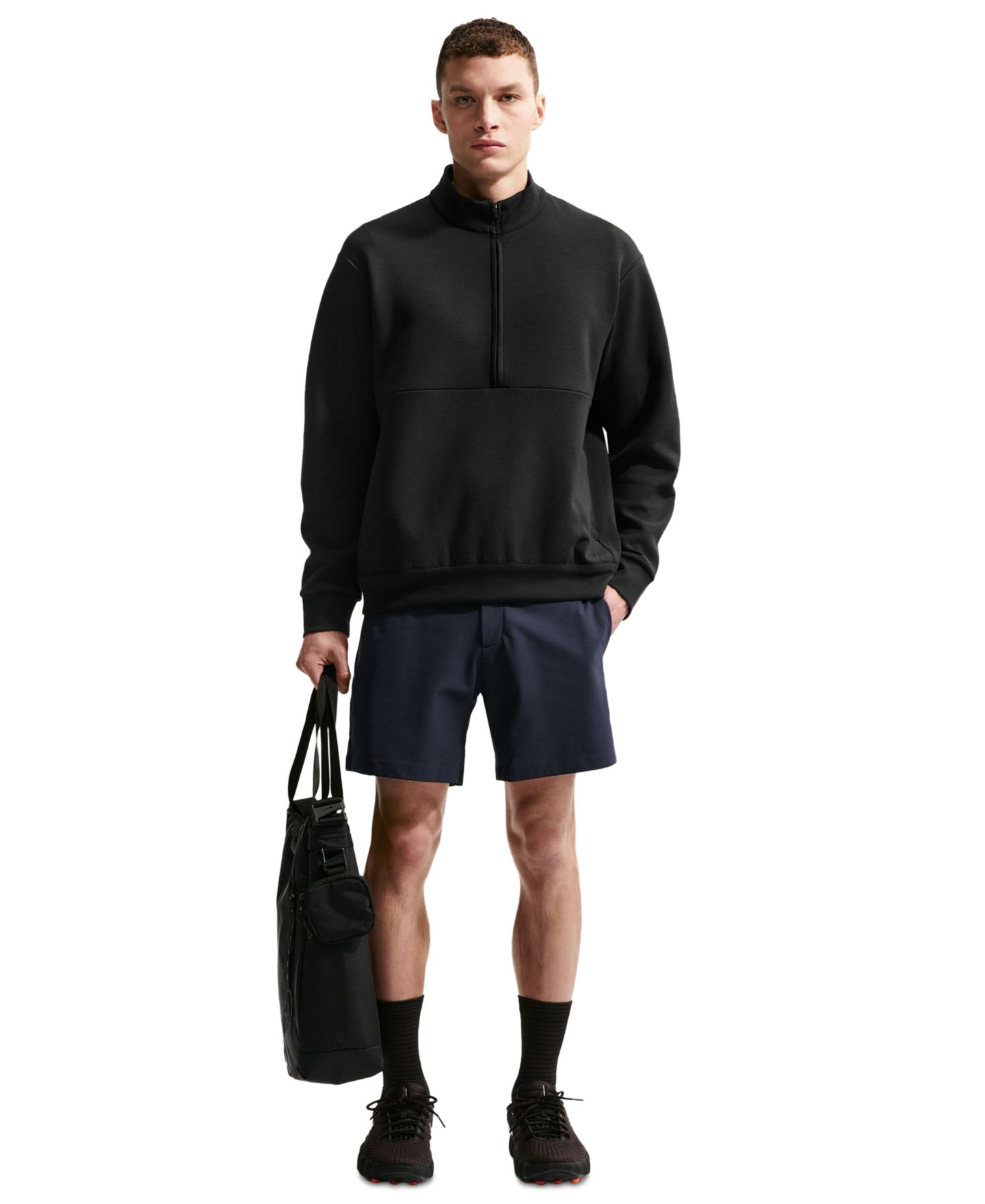 Мужские толстовки Nike Versatile Dri-FIT Half-Zip, цвет: Чёрный / Серый — фото 2