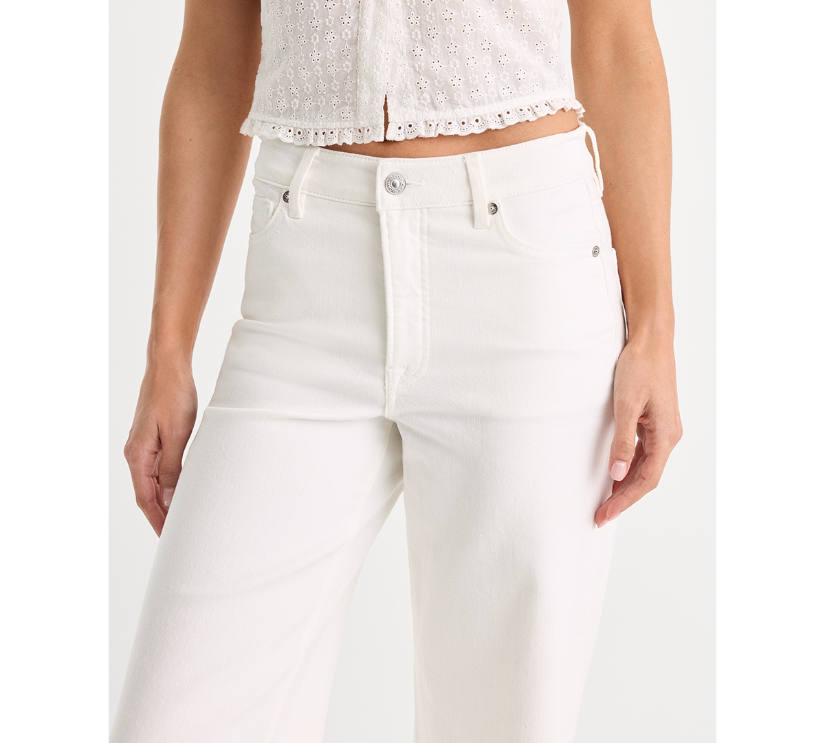 Good American Women's High-Rise Ankle Palazzo Wide-Leg Jeans