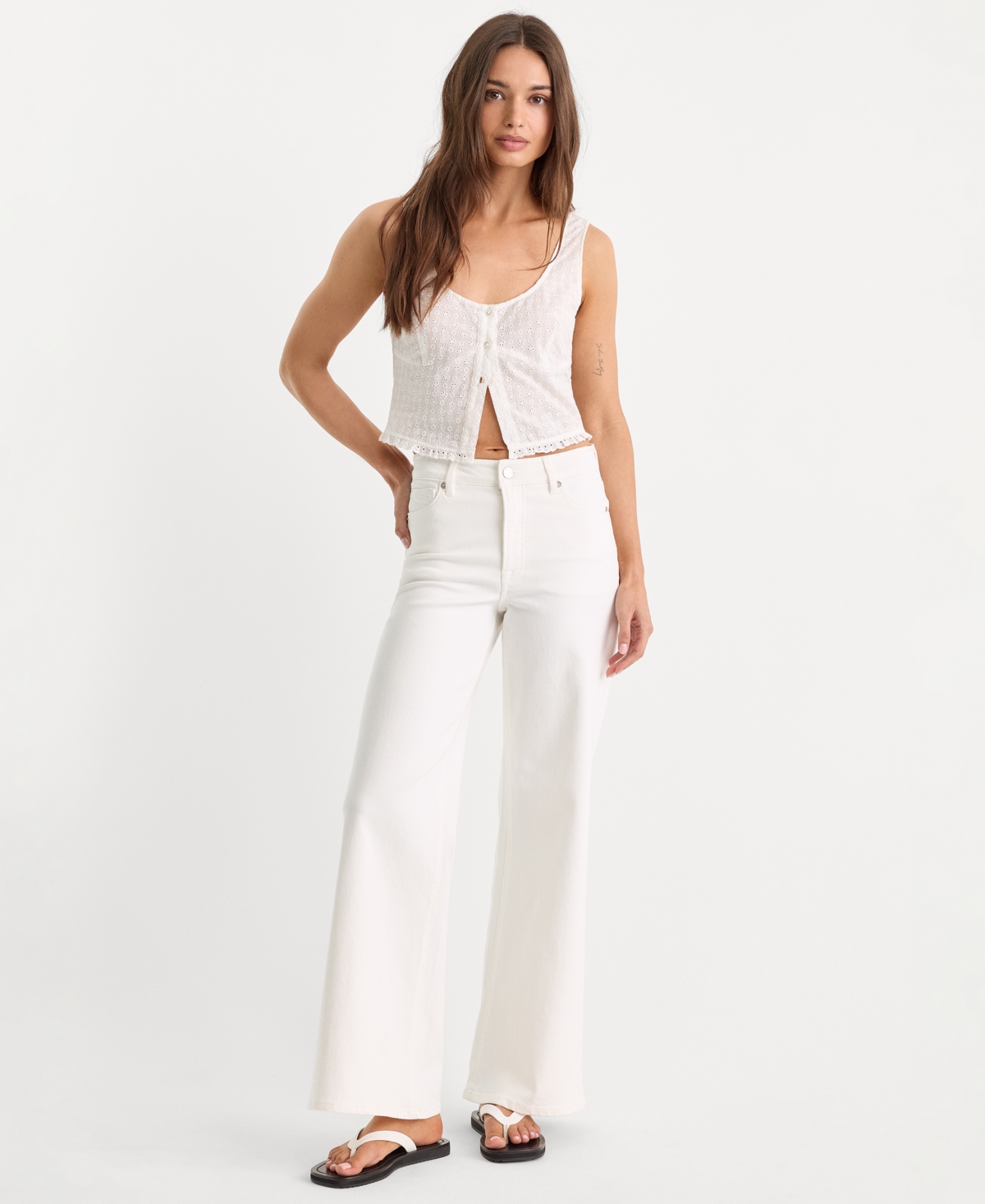 Good American Women's High-Rise Ankle Palazzo Wide-Leg Jeans