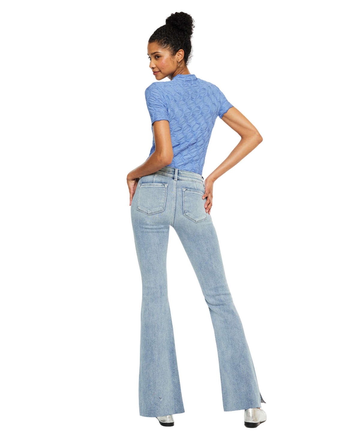 KanCan Women's Selena Mid Rise Double Waistband Flare Jeans