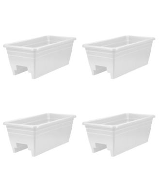 24 Inch 4 Pack Deck Rail Box Planter with Drainage Holes