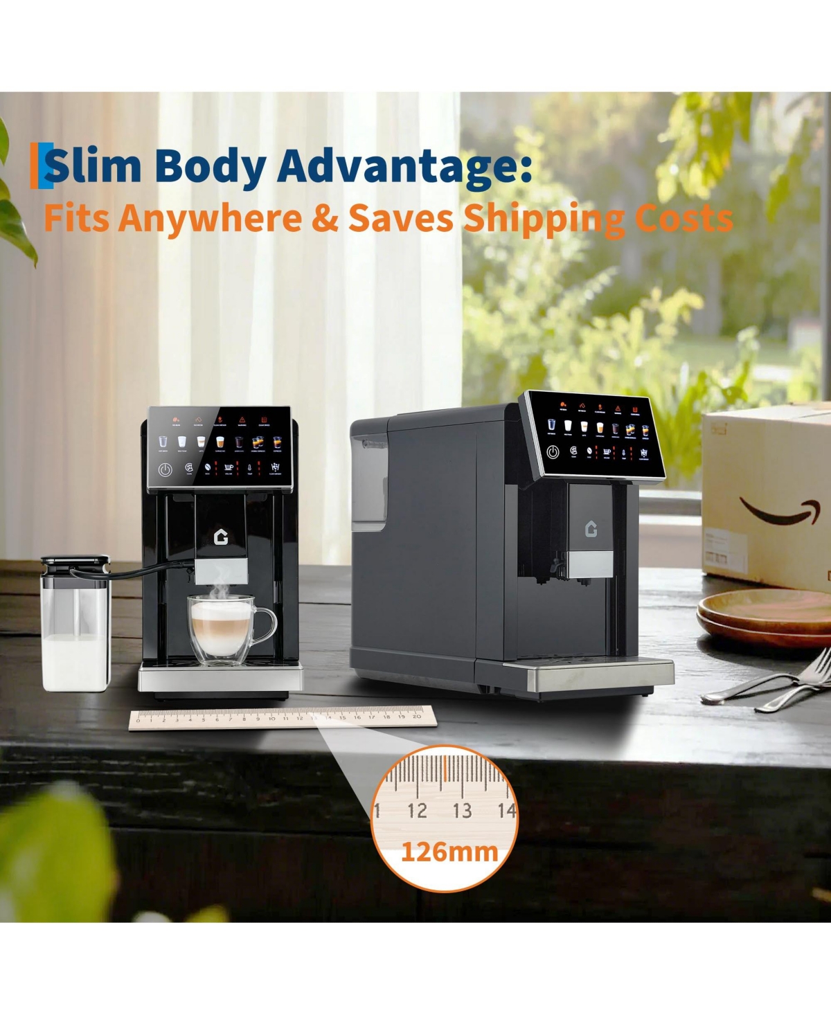 gaomon Automatic Coffee Machine with Built-in Grinder and Milk Frother, One-Touch Operation