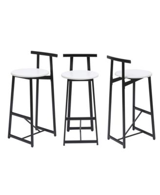Bar Stool Set of 3 Counter Height Barstools with Backrest, Armless Design for Kitchen Island Dining Use