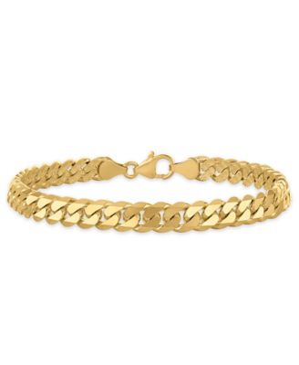 Men's Starburst Diamond-Cut Cuban Link Chain Bracelet in 14k Gold Over Sterling Silver